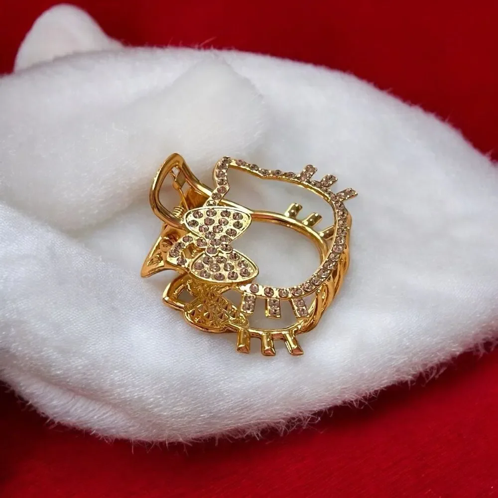 ⭐️3/$25⭐️ Hello Kitty Clear Rhinestone Gold Tone Hair Clip
